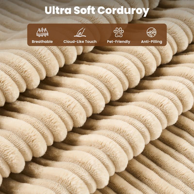 POUUIN 81" Boneless Convertible Sleeper Sofa Bed with Cylindrical Pillow, Ultra-Soft Corduroy Folding Mattress Couch with Fixed-Shape Frame, 5-in-1 Multi-Functional Floor Sofa Lounge Couch, Space‑Saving Folding Sofa Bed for Living Room/Bedroom/Small Space