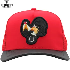 FERRETI HATS PREMIUM FT84 Gallo Faux Leather Patch Baseball Cap