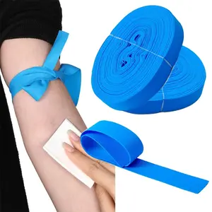 Disposable Hemostasis Bandage Emergency Tourniquet, High Elasticity Latex-Free Design, Portable Long Roll Blue Strip First Aid Kit Accessory