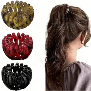 4 PCS women's nest retractable hair clips, suitable for tying ponytails, bun heads, and semi hair loops, suitable for work, travel, and daily styling