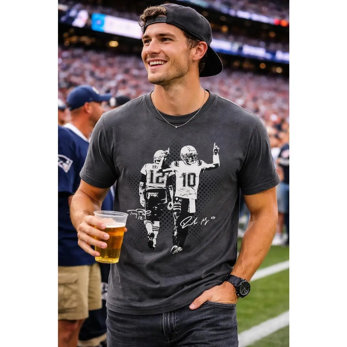 Drake Maye & Tom With Shirt, Football Rap Tee, New England Football Vintage T-Shirt, Game Day