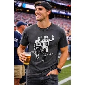 Drake Maye & Tom With Shirt, Football Rap Tee, New England Football Vintage T-Shirt, Game Day