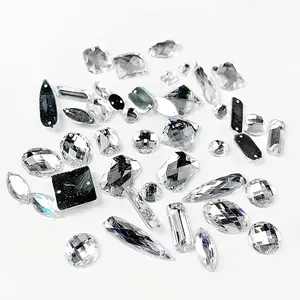 zsbszc sew Acrylic rhinestones square waterdrop diamonds white crystal rhinestone jewelry flat back rhinestones dress white
