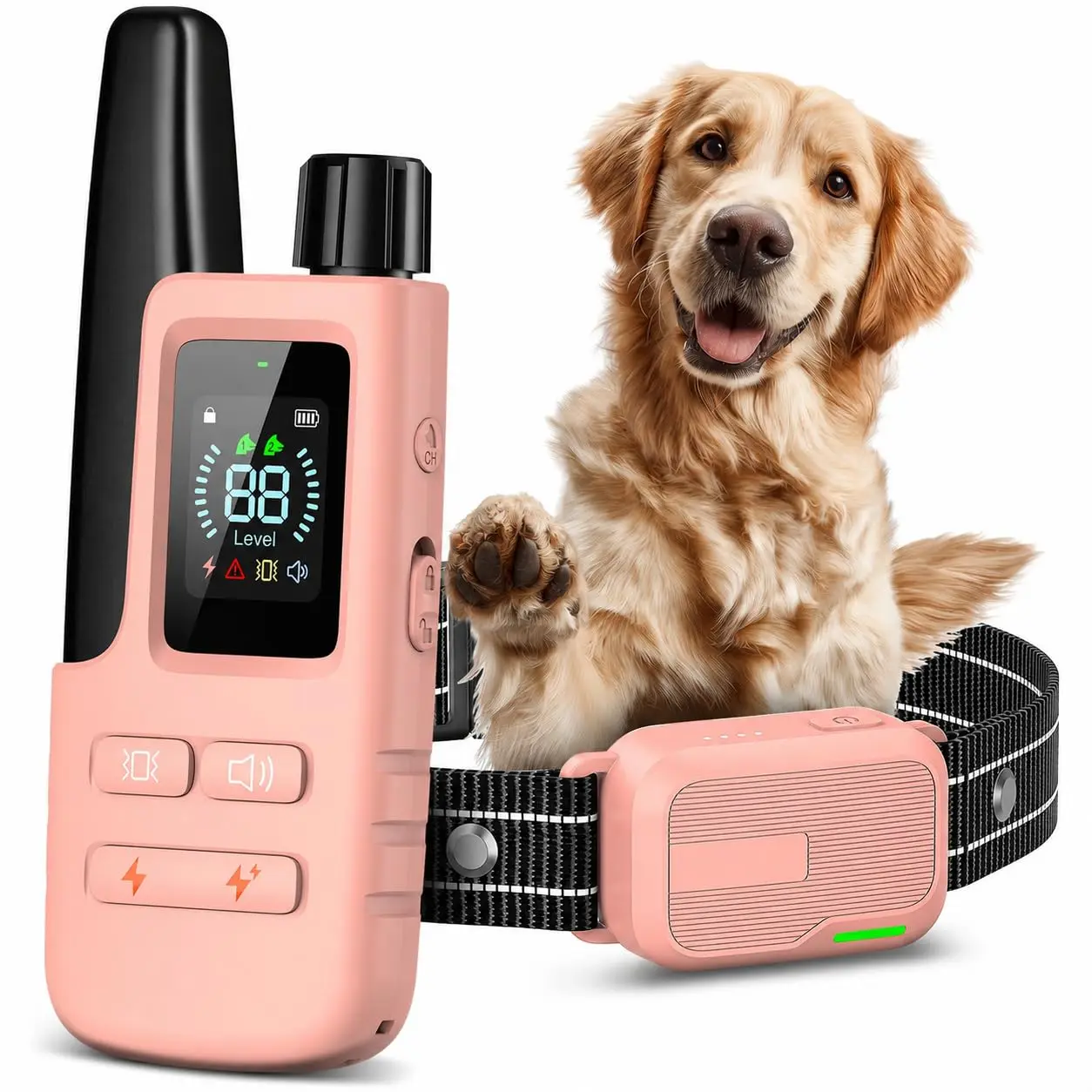 Dog Shock Collar - 4200Ft Dog Training Collar with Remote for 10-120lbs Small Medium Large Dogs Rechargeable Waterproof e Collar with Beep (1-8), Vibration(1-16), Safe Shock(1-99)(Pink)