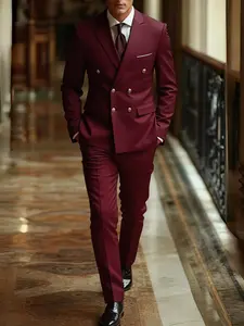 2pcs Men's Suit - Blazer + Trousers, Long Sleeve, Stylish and Elegant, Premium Quality Groom Business Attire for Weddings, Work, Parties