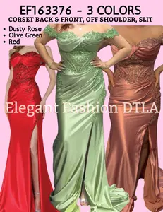 💎 Elegant Fashion 💎 EF163376 Corset Gown w/Slit
