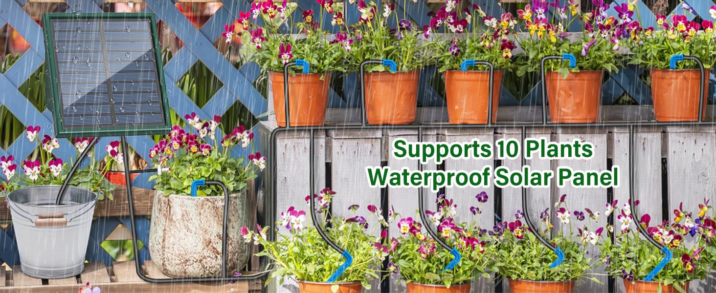 2026 Solar DIY Irrigation System Kit, 300 Watering Programs Automatic Drip Irrigation with 10M Hose & 10 Drip Tips for Indoor Outdoor Garden