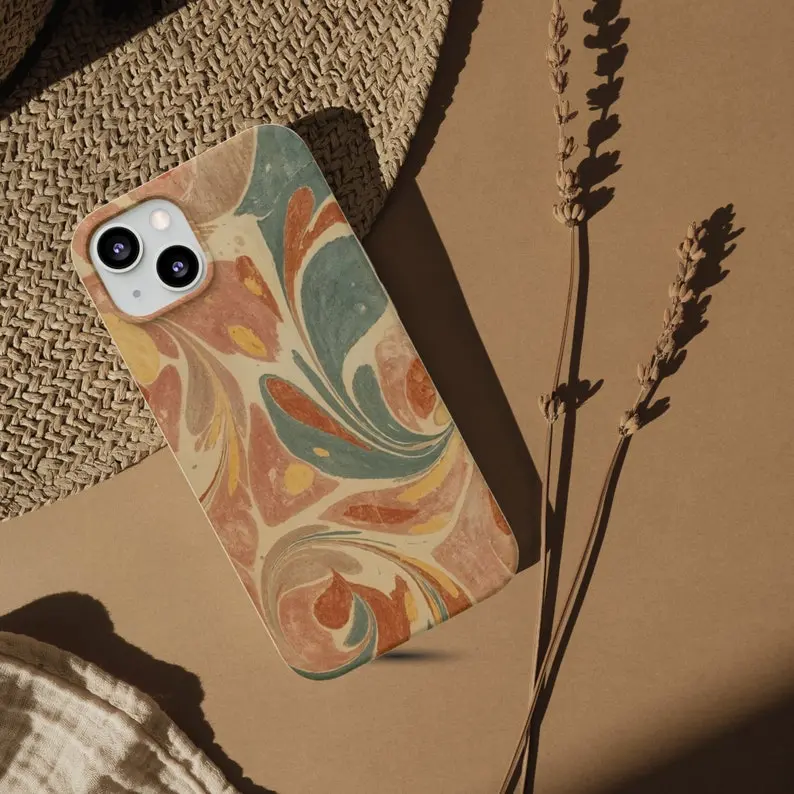 Biodegradable Orange Abstract Phone Case for iPhone 13 12 11 Pro Max Mini, Compostable Phone Cover