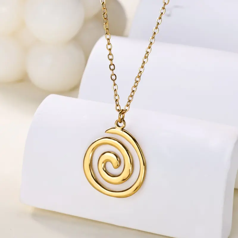 Spiral Design Pendant Long Necklace, Fashionable Women's Jewelry, Perfect for Daily Wear and Seasonal