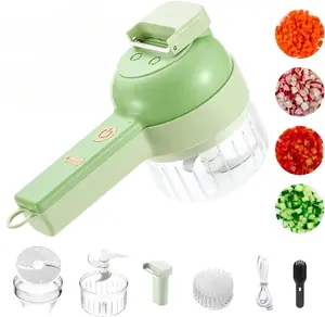 4 in 1 Vegetable Chopper: Cordless Mini Chopper, Food Dicer, garlic mincer & garlic chopper - Versatile Vegetable Slicer, Dicer, grape cutter