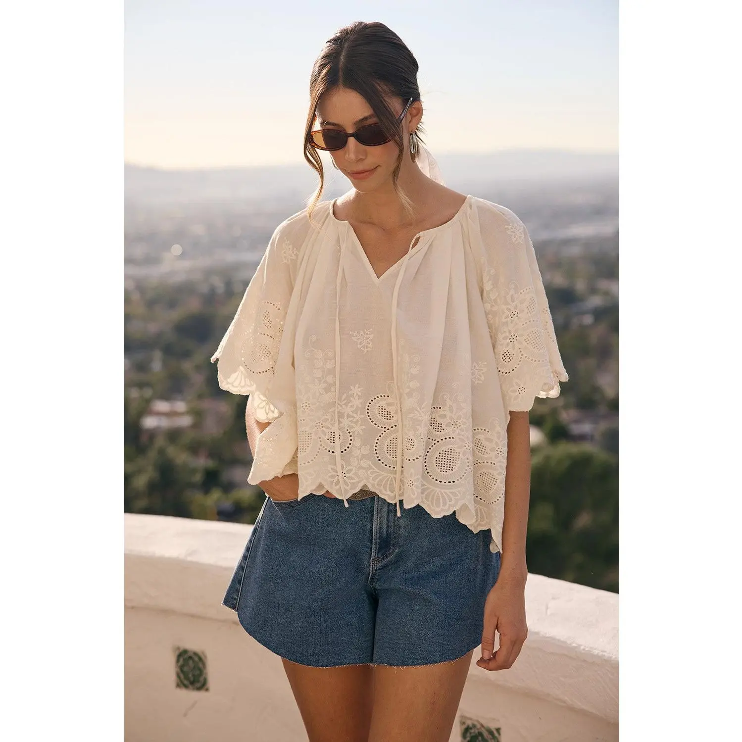 Laura Eyelet Cotton Blouse