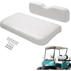 Front Seat Bottom and Seat Backrest Kit Compatible with 2008-Up EZGO RXV Models Golf Cart Front Seat Cushion Back Plastic Wood Foam White
