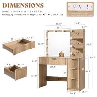 36in Vanity Desk with Small Mirror and 4 Drawers