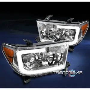 FOR 2007-2013 TOYOTA TUNDRA/2008-2017 SEQUOIA LED DRL PROJECTOR HEADLIGHT CHROME