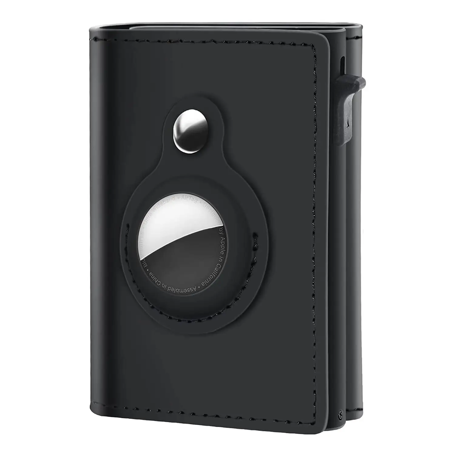 GAOCHALE AirTag Wallet Genuine Leather Air Tag Wallet RFID Technology Credit Card Holder with Minimalist Wallet for Men for Apple AirTag (No Airtag In