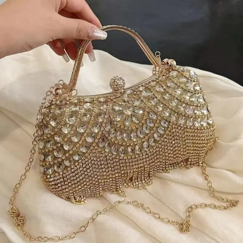 Elegant Tassel Rhinestone Evening Bag, Sparkling Evening Party Shoulder Bag, Stylish and Versatile for Everyday Wear, Perfect Gift for Weddings and Other Occasions
