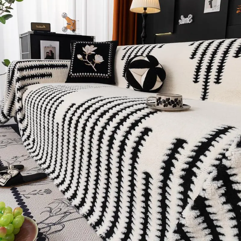 Solid Color Plush Sofa Towel, Non-slip & Dustproof Sofa Cover, Dustproof Sofa Slipcover, Machine Washable Sofa Protector, Home Decoration Supplies, Gi