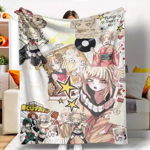 Himiko Toga flannel blanket anime character graphic print ultra soft cozy breathable perfect for anime fans manga lovers bedroom decor living room accessory great gift for friends parties holidays and daily use.