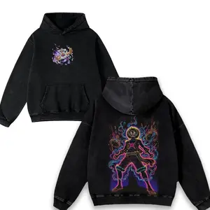 Lufi JoiBoy One Pice-hoodie RetroVintage Unisex Anime Manga Acid Washed  Cotton Tshirt Gift For Anime Fan Tees Vintage Shirts T-shirt Men's Graphic Round Neck Fabric Menswear Top Oversized Black Casual Crewneck Summer Piece Devil Fruit clothing men MVG