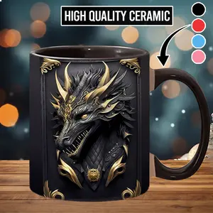 2D Sublimation Black Dragon Coffee Mug Lava Fire Dragon Accent Mug - drg7086 2D Sublimation Black Dragon Coffee Mug Lava Fire Dragon Accent Mug - drg7086