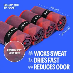 Acteon Quick-Dry Towel Microfiber Gym Towels for Sweat – 4 Pack Lightweight Odor-Free Workout Towel Set for Men & Women – Fast Drying Travel, Yoga, Fitness, and Sports Accessory (Magma, 23.6” x 15.3”) Microfiber Travel Towel Set Quick-Drying