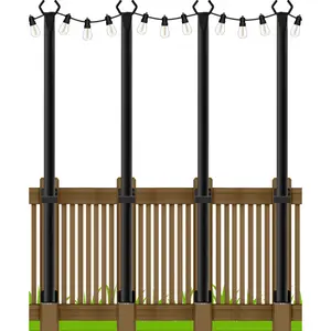 5-8Pack 5 Ft String Light Poles, String Light Poles for Outside with Fixing Clips,Metal Poles for Outdoor String Lights, Hanging Light Poles for Deck Fence Garden Backyard Wall Bistro