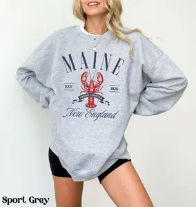 [Sale off up to 50%] Maine Sweatshirt, Lobster Sweatshirt, Fisherman Aesthetic, Coastal Sweatshirt, New England Sweaters, Maine Gifts, Gift for Travel Lover