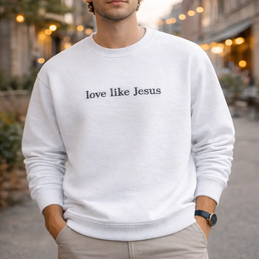 Love Like Jesus Embroidered Sweatshirt, Christian Faith Crewneck, Bible Verse Pullover, Gift for Women