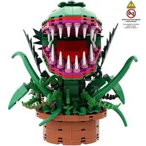 Creative Plant Design, Moving Mouth Carnivorous Plant, Blocks Building Toy, Home Decoration Ornament, Birthday Gift for Kids, Building Blocks Model