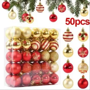 Christmas Decorations Set, 50pcs Lightweight Christmas Balls Ornaments, Tree Ball Hanging Decorative Items for Holiday Party Decoration
