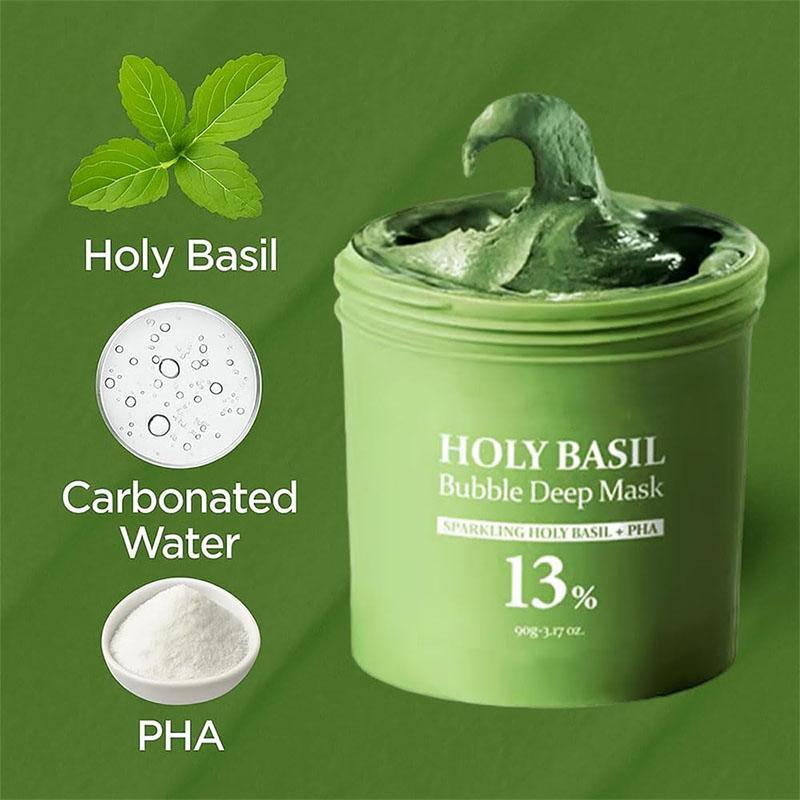 Holy Basil Bubble Deep Mask – Holy Basil & Carbonated Water for Cleansing Pores & Blackheads, Suitable for All Skin Types, Vegan Clay-to-Bubble Wash-Off Mask (90g / 3.17 oz) Holy Basil Carbonated Bubble Mask Holy Basil Bubble Deep Mask – Holy Basil & Carbonated Water for Cleansing Pores & Blackheads, Suitable for All Skin Types, Vegan Clay-to-Bubble Wash-Off Mask (90g / 3.17 oz) Holy Basil Carbonated Bubble Mask