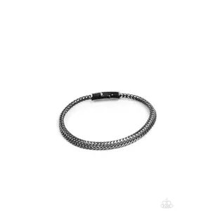 Cable Train - Black Gunmetal Magnetic Urban Bracelet - Paparazzi