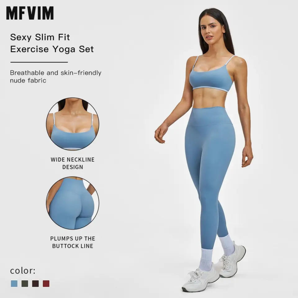 MFVIM Women's 2-Piece Set Active, Geometric Back Tank Top & Ankle Leggings, Brushed Fabric Form-Fitting Sports Clothing for Yoga, Running, Two Piece Set