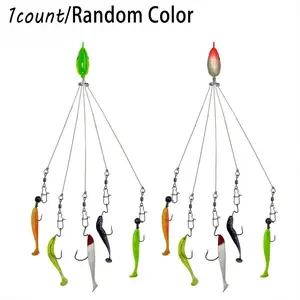 Random Color Artificial Fishing Lure, 1 Count Fake Fishing Bait with Hook, 5 Arms Alabama Umbrella Rig, Outdoor Fishing Accessories for Fishing Enthusiasts, Fishing Gear, Topwater Lure