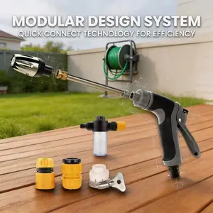 2-in-1 Foam Cannon for Hose, High Pressure Hose Nozzle, Car Wash Foam Gun & Water Pressure Gun with 3 Adapters, Adjustable Spray Nozzle for Garden Hose, Car Wash Sprayer