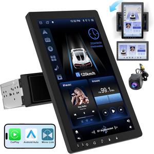 【fathersdaygift】Haudio 2026 10.1" Rotatable Touch Screen Car Stereo Single Din - Android 13, Wireless CarPlay/Android Auto, 4-Core CPU, 2GB+32GB, GPS Navigation, Hi-Fi Sound, Bluetooth 4.2, AHD Backup Camera (Vertical Fit)