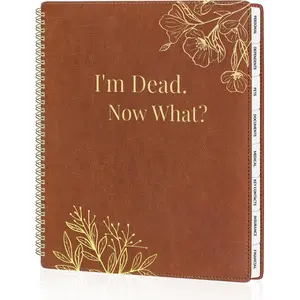 End of Life Planner - I'm  Now What Planner, Large Print Spiral-Bound Estate Organizer with Tabs for Seniors & Family. Covers Final Wishes, Passwords & Funeral Planning.A4(9"x11.2"), Brown