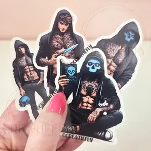 Masked Man Book Reading Stickers - Waterproof Glitter or Glossy Stickers L3N