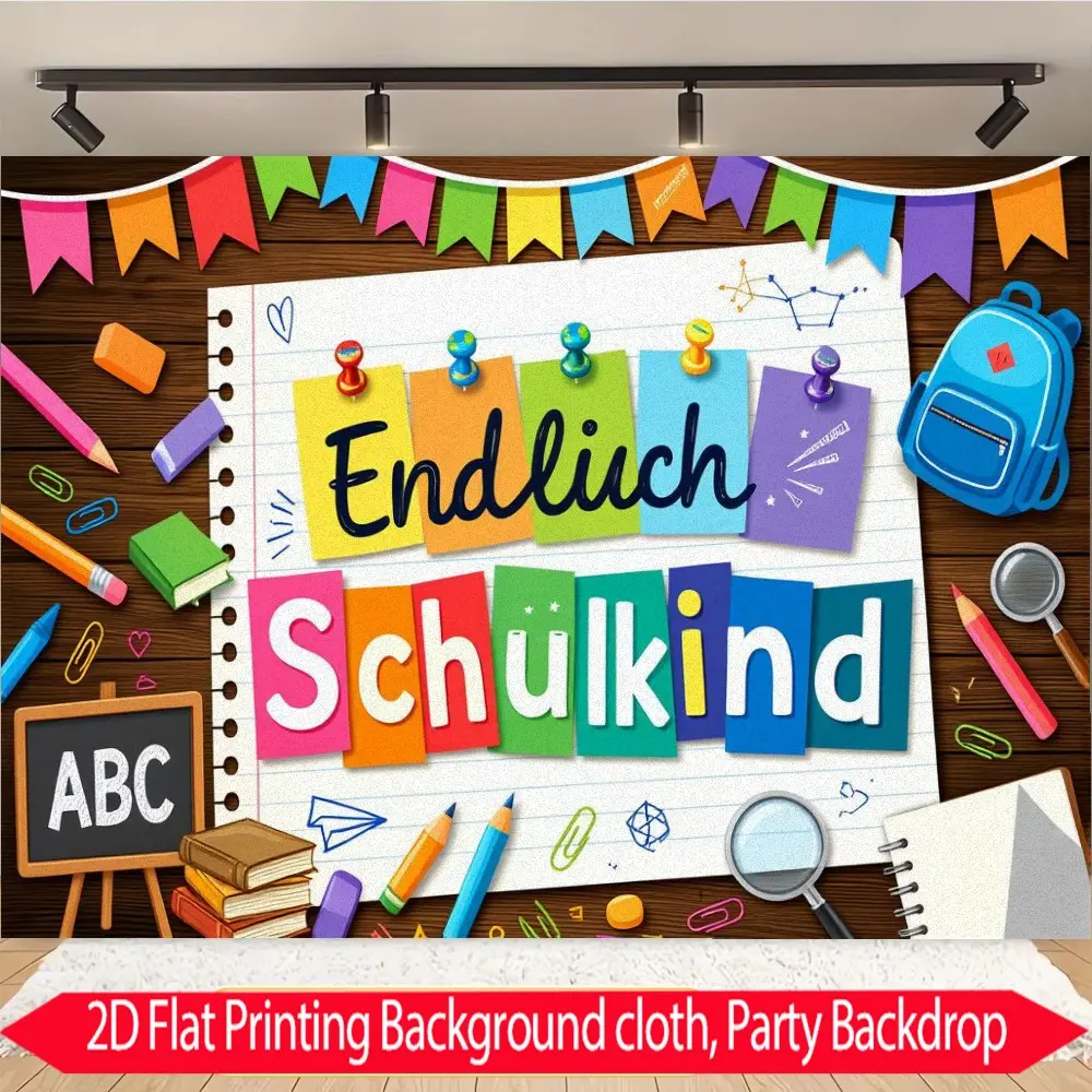 2D flat 1pc back-to-school theme background cloth, colorful cardboard letters, notebook design, school supplies elements, suitable for classroom decoration, back-to-school party, kindergarten wall hanging, polyester material, multiple sizes available