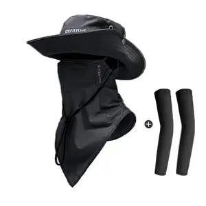 Unisex Sun Protection Hat with Neck Flap, Wide Brim Bucket Hat, Detachable Face Mask, Foldable Brim, Outdoor Sun Hat, Breathable Drawstring Closure, Fishing Hat, Suitable for Camping, Hiking, and Gardening Playing Card Fedora Warm Compression Knee summerv