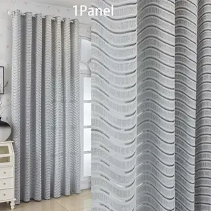 1panel Wave Cutout Semi-Transparent Curtain, Pierced Design, Suitable for Living Room, Bedroom, Balcony, Kitchen, Office, Floor-To-Ceiling Window, Luxury Home Decor