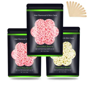 Wax Beads for Hair Removal 10.5oz (300g), Auperwel Hard Wax Beads Beans for Sensitive Skin Brazilian Waxing, Face, Bikini, Eyebrow, Legs, Painless for Women Men, 3 packs Kit with 10 Sticks