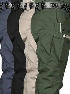 4pcs Men's Tactical Cargo Pants with Multiple Pockets  Machine Washable, Perfect for Hiking & Outdoor Activities Breathable Menswear Casual Day Big Small Zipper Soft Beige Plain Black Blue cargo pants for men slacks pantalones para hombre
