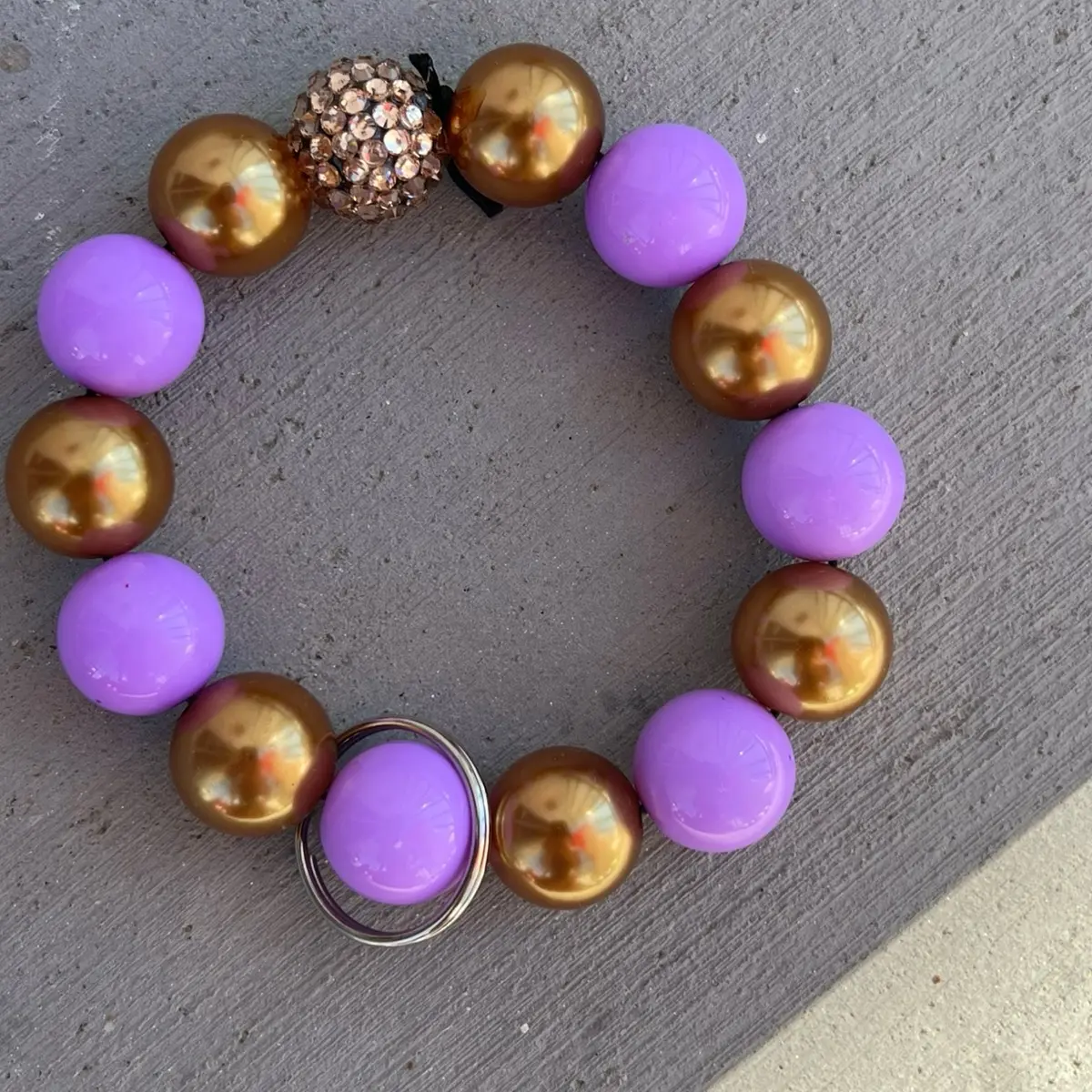 Purple and Gold Keychain Wristlet for Women - Fashion Accessory