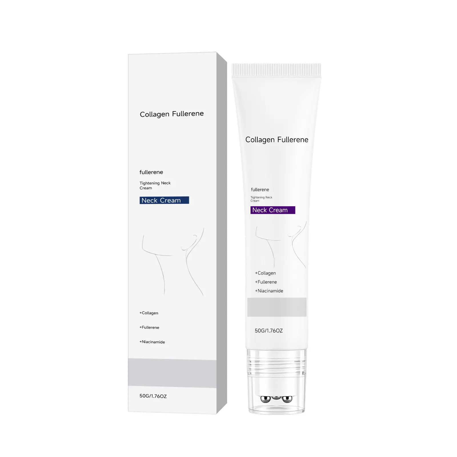 5-Roller Massage Collagen Neck Firming Cream Infused with Hyaluronic Acid, Vitamin C & E to Smooth Wrinkles, Eliminate Double Chin & Puffiness for Crepey Skin