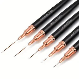 Professional Nail Art Liner Brush Set, 5 Counts/set Nail Art Liner Brush with Rose Gold Tip, Precise Detail Nail Art Brush for UV Gel Polish, Nail Art Design, Nail Supplies, Manicure Brush, Nail Art Tool