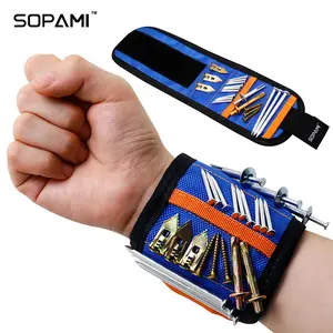 SOPAMI Magnetic Tool Wristband with 12 Strong Magnets for Screws Nails & Bits - Ideal for DIY Projects and Tool Organization