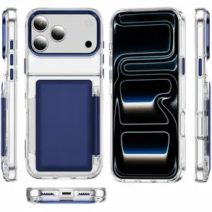 Junfan 2nd Generation Dual-Tone Flip-Cover Transparent Card Case Phone Cover-Holds Bank Cards, Access Cards, and Storage Cards-Compatible with Apple 17/16/15/14/13 Pro/Max/XS Models.