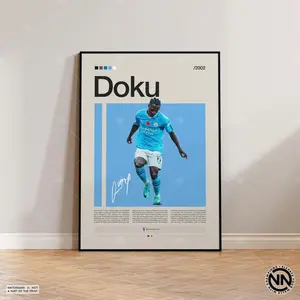 Jeremy Doku Poster, Manchester City Poster, Soccer Gifts, Sports Poster, Football Player Poster, Soccer Wall Art, Sports Bedroom Posters