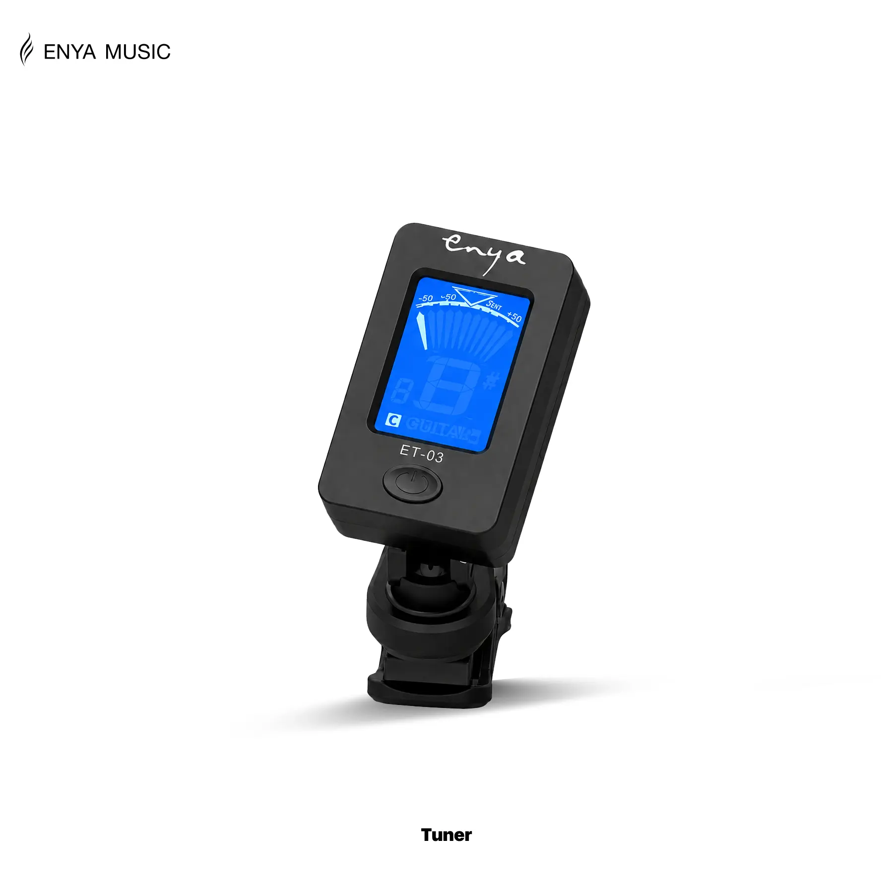 Enya ET-03 Clip-On Headstock Guitar Tuner - Enya Music Accurate Fast Chromatic Tuner for Acoustic-Electric Guitar, Ukulele - Auto-Off, Bright LCD Read, Compact Design, Dark Room Visibility, Never Waste Battery for Beginners